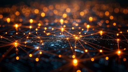 Obraz premium A network of lights connected by lines, symbolizing a well-managed organizational network