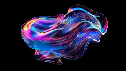Dive into a world of vibrant color with this abstract fluid iridescent holographic neon curved wave in motion