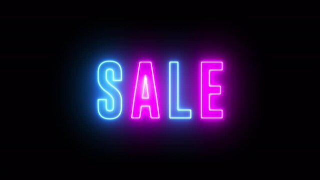 Flash sale neon sign banner background 4k Video.