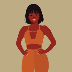 Modern fashionable black woman in elegant art style vector