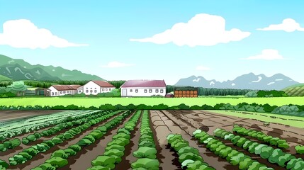 Sustainable Agriculture Concept with Lush Farmland Crops and Organic Produce