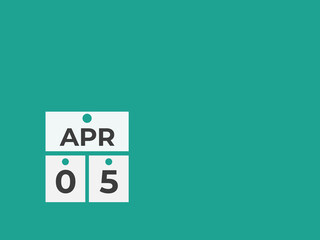 April 5 calendar reminder. 5 April daily calendar icon template. Calendar 5 April icon Design template. Vector illustration
