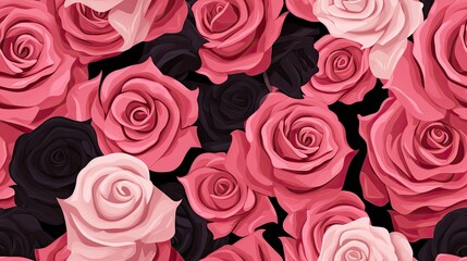Fototapeta premium seamless pattern of romantic roses backgrounds illustrations