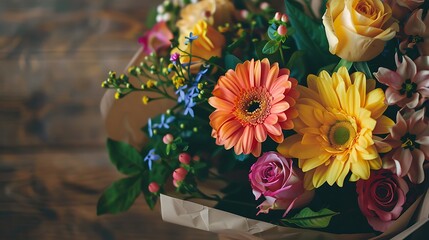 bouquet of colorful flowers gift on birthday