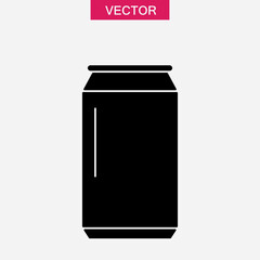 Beer, beverage can. vector flat black trendy style illustration on white background..eps