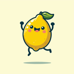vector style illustration cute happy lemon mascot