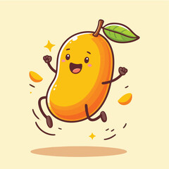 vector style illustration cute happy orange mango mascot