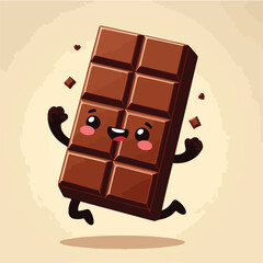 vector style illustration cute happy chocolate mascot