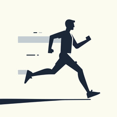 flat style illustration silhouette man running