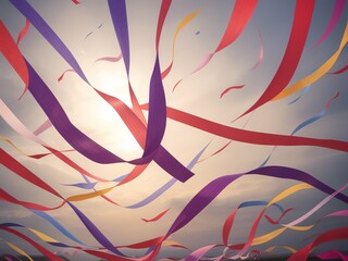 風になびく色鮮やかなリボン, generative ai