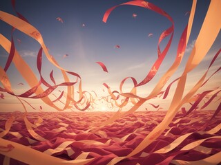 風になびく色鮮やかなリボン, generative ai