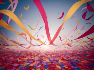 風になびく色鮮やかなリボン, generative ai