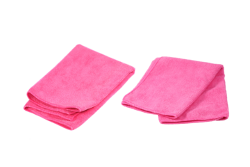 Pink microfiber cleaning towel isolated on white background