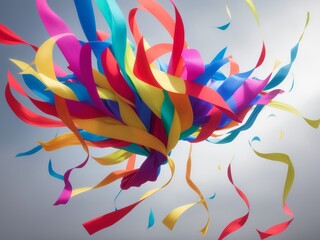 風になびく色鮮やかなリボン, generative ai