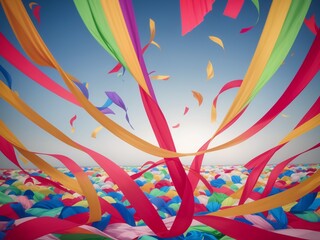風になびく色鮮やかなリボン, generative ai