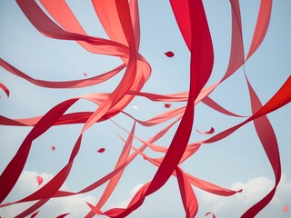 風になびく色鮮やかなリボン, generative ai