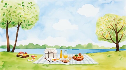 doodle of a picnic in a park