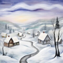 Fototapeta premium quiet snowcovered village