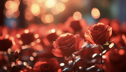 タイトル : 薔薇の花　情熱　背景素材　Generative AI

