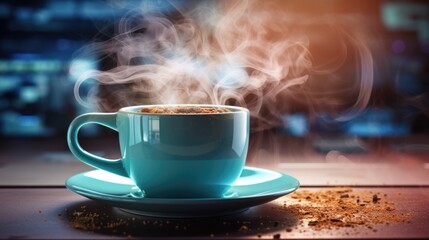coffee, cups, steaming, table, cafe, wooden, cozy, inviting, atmosphere, social, gathering, drink, beverage, warm, hot, morning, breakfast, service, cafe, interior, steam, aroma, detail, group, arrang