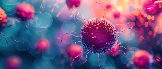 Detailed view of a 3D model of prostate cancer cells, highlighting the aggressive growth patterns