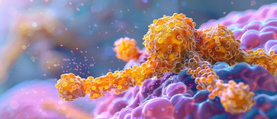 Naklejka premium Macro shot of a 3D display of esophageal cancer, detailed educational resource