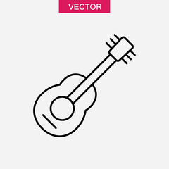 Acoustic guitar line icon. Guitar musical instrument vector flat liner illustration on white background..eps