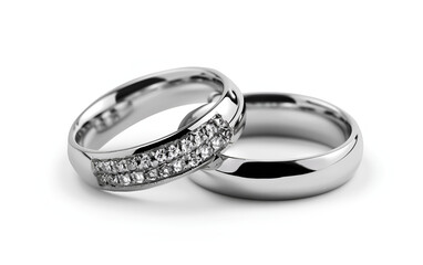 engament rings over a white reflective background
