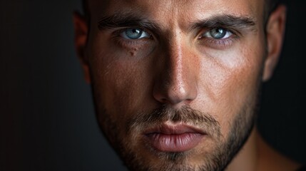 Obraz premium Person man isolated background confident guy studio portrait caucasian face man adult hyper realistic 