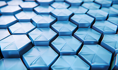 blue hexagon background,A closeup shot showcasing a delicate azure and white hexagon pattern