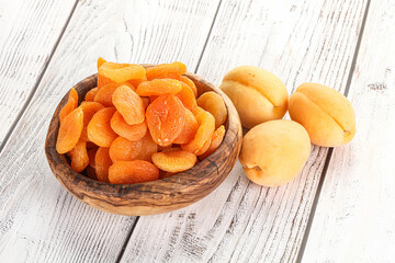 Dried apricot heap in the bowl