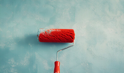 Close-up of a paint roller on the wall,Person applying paint on wall with roller