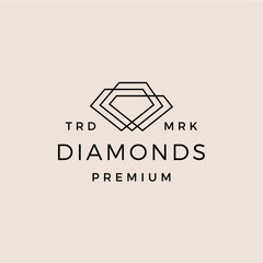 diamond hipster vintage outline logo vector icon illustration