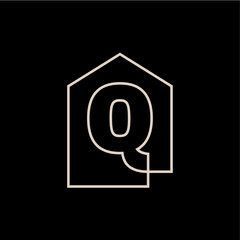 q Letter House Monogram Home mortgage architect architecture logo vector icon illustration