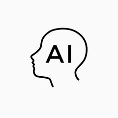 head human intelligence head think AI logo vector icon illustration