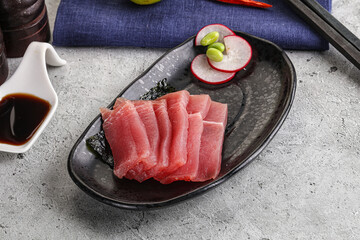 Japanese cuisine - sliced tuna sashimi