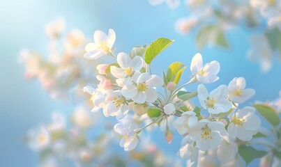 Obraz premium Young apple tree in spring, Generative AI