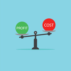 cost and profit scales, concept of compare value vector illustration