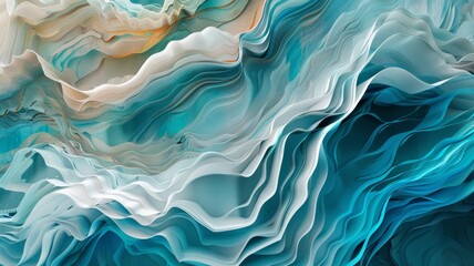 the serenity of abstract 3D artistry, where organic shapes and textures meld seamlessly against a backdrop of tranquil blue and turquoise hues