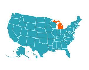 USA vector map with Michigan map prominent.