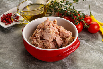 Canned tuna fillet for salad
