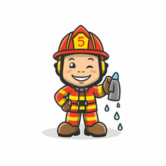 Fototapeta premium Fire fighter cute character