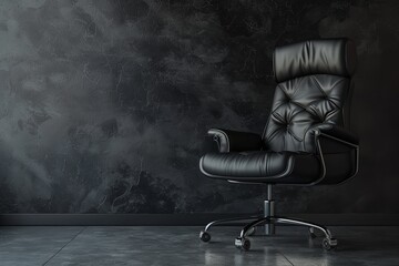 Black decor with a black office chair. Generative Ai