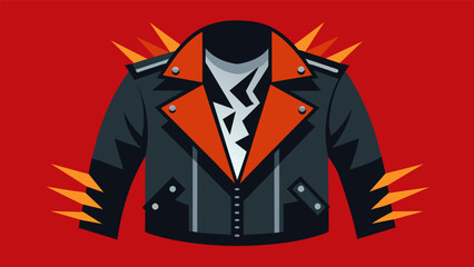 Edgy and fierce a leather jacket constructed from upcycled scraps and scraps exudes a rebellious attitude.. Vector illustration