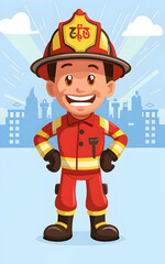 Fire fighter cute character