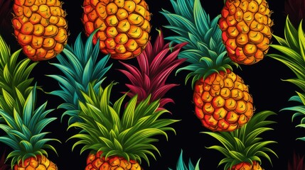 pattern of exotic pineapples backgrounds illustrations