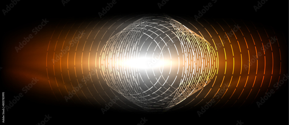Poster The image resembles an astronomical object, with a light fixture at the center of a sphere surrounded by dark tints and shades, creating a mesmerizing pattern