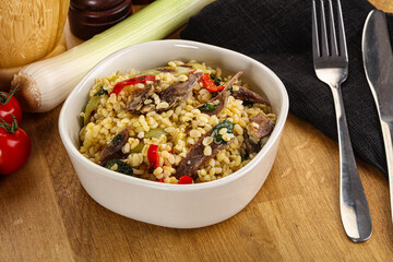 Bulgur with lamb and vegetables