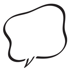 手描き筆タッチのほわほわ吹き出し/黒縁・白窓