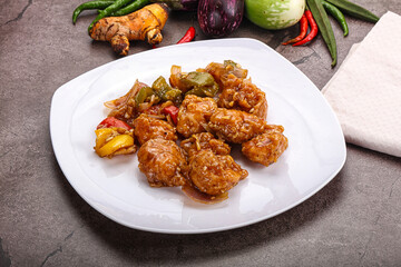 Chinese cuisine - prawn with chili sauce